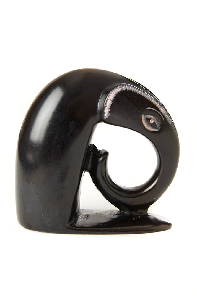 Small Black Abstract Soapstone Elephant Sculpture