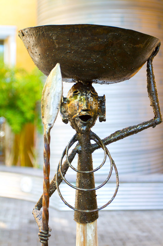 Kenyan Cow Horn Warrior Bowl Sculptures