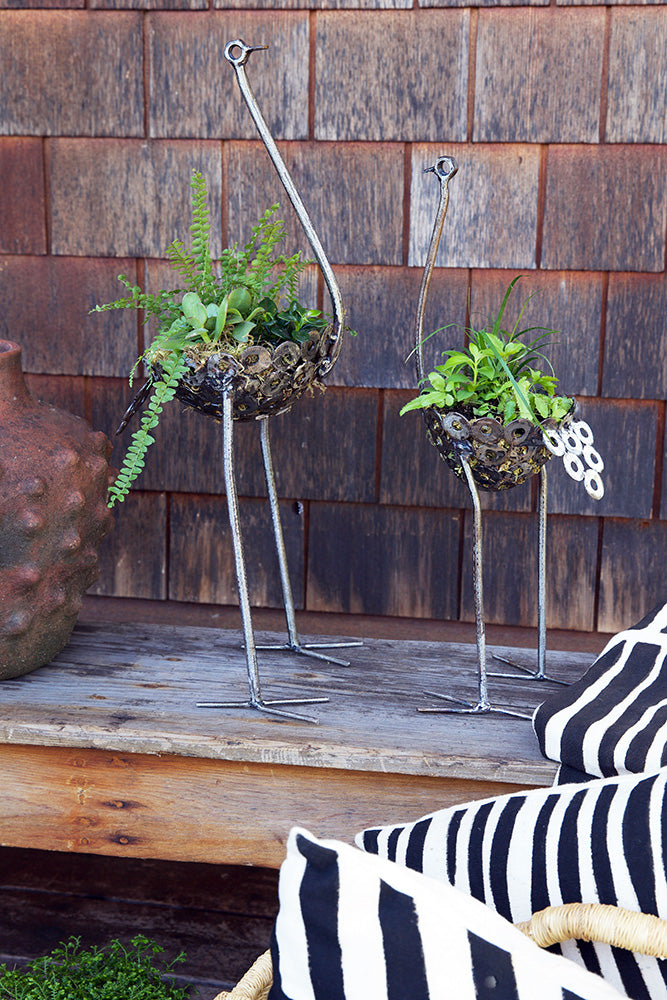 Small Recycled Metal Ostrich Bowls