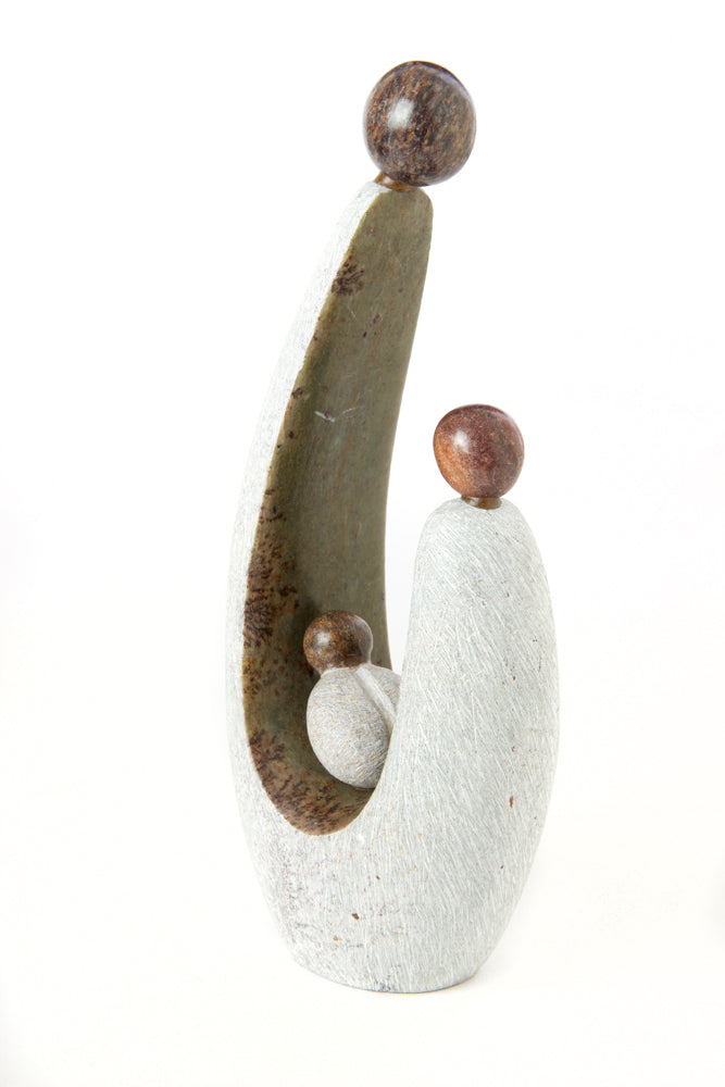 Zimbabwean Abstract Serpentine Stone Parenthood Sculpture