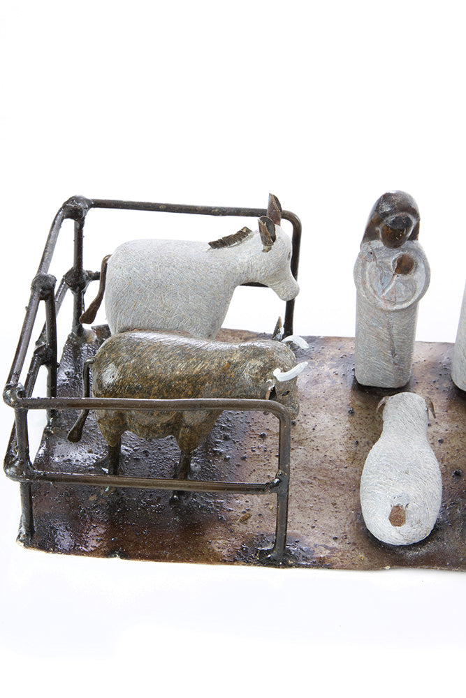 Zimbabwean Serpentine Stone Manger Nativity Scene