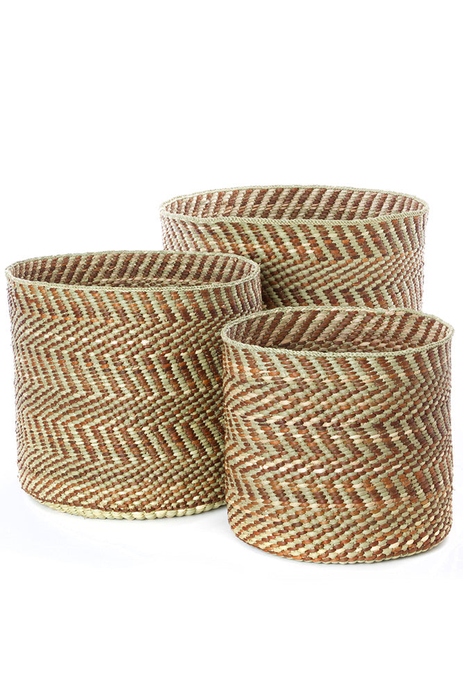 Brown & Natural Maila Milulu Reed Baskets