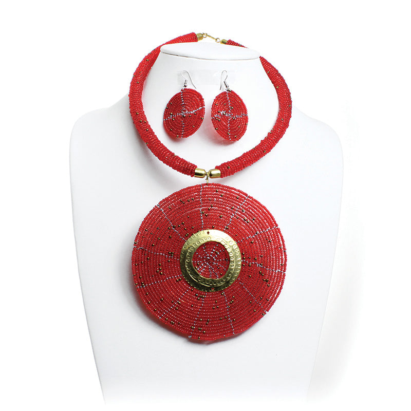 Maasai Goddess Necklace Set: Red