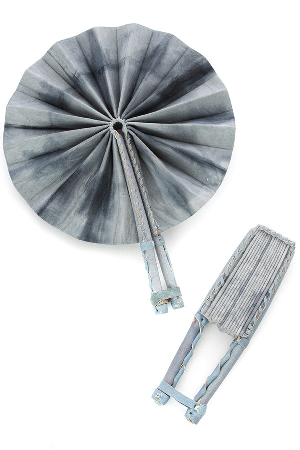 Dove Gray Resist Dyed African Hand Fan