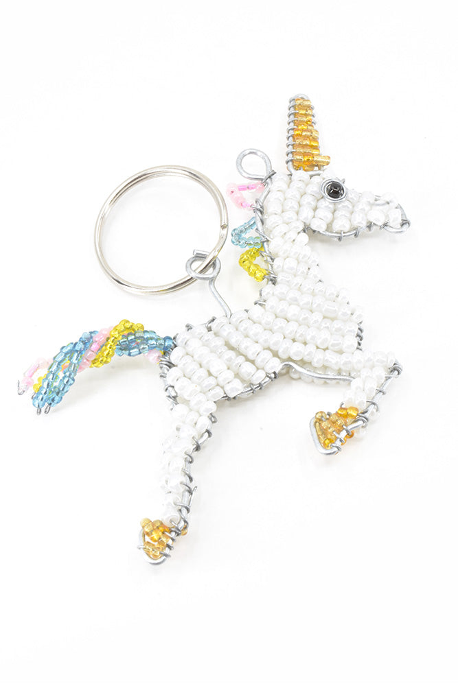 Patmore's Rainbow Unicorn Beaded Keychain