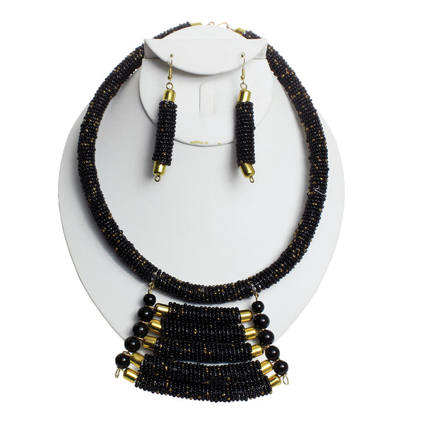 Maasai Empress Choker Set: Black