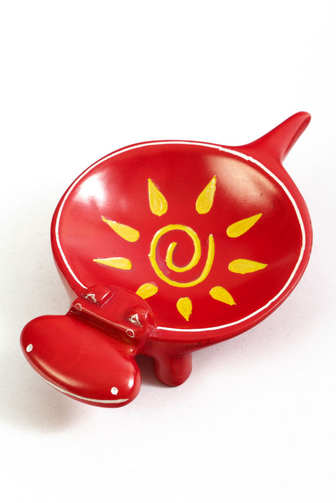 Crimson Sunshine Soapstone Hippo Dish