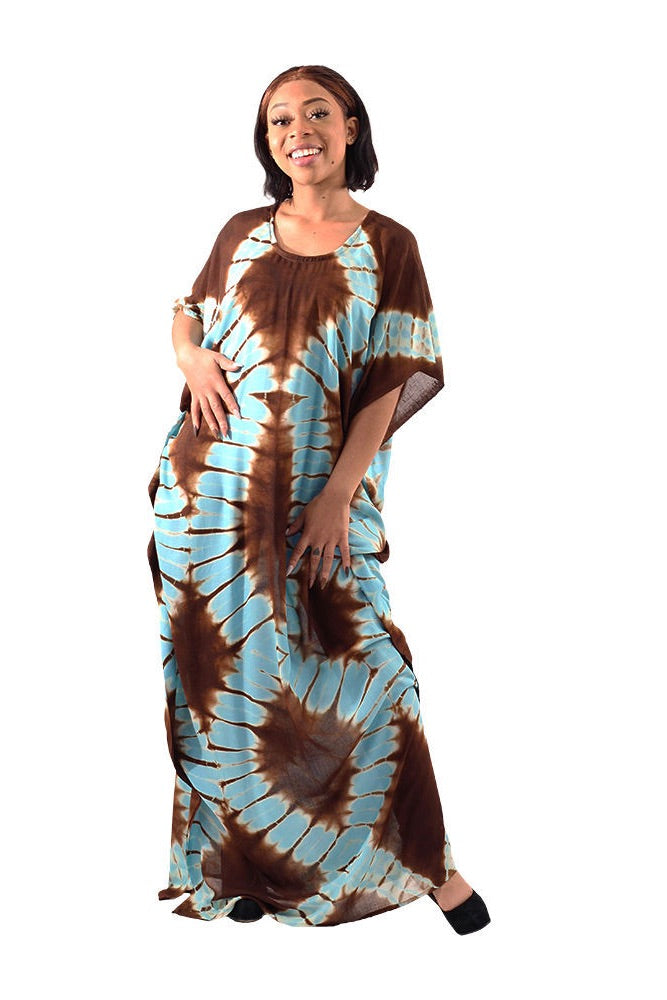 Aqua Batik Tie-Dye Kaftan