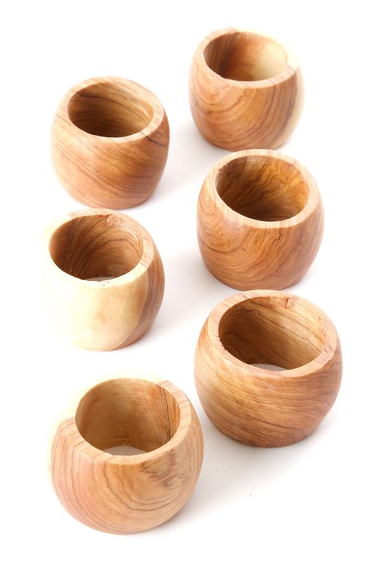 SET OF 4 Kenyan Wild Olive Wood Napkin Rings