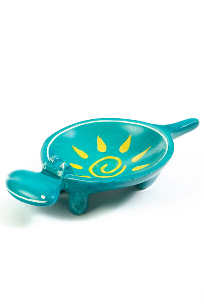 Aqua Sunshine Soapstone Hippo Dish