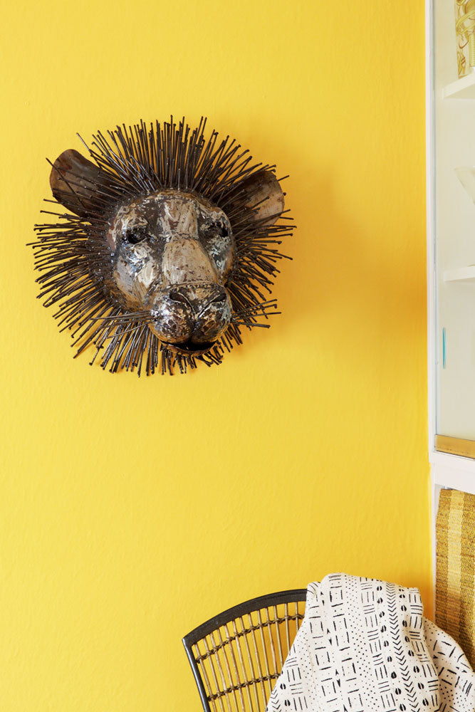 Recycled Metal Lion Mount Wall Sculpture