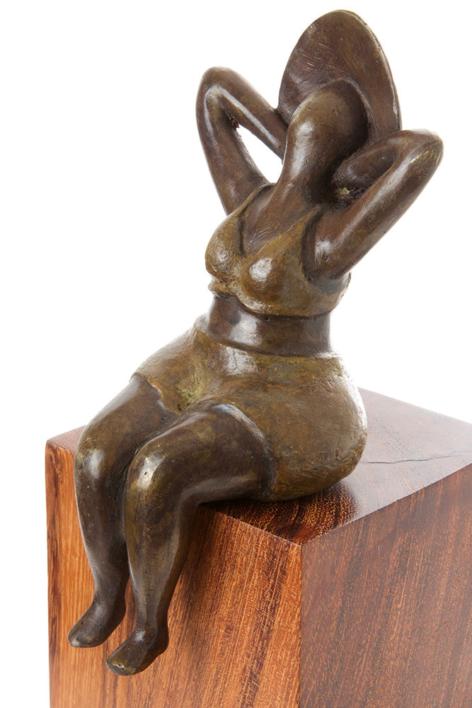 Seaside Stretch Burkina Bronze Sculpture in Three Sizes