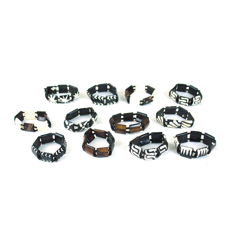 Set Of 12 Afrocentric Bone Bracelets