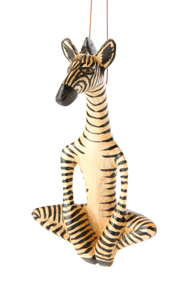 Kenyan Jacaranda Yoga Zebra Ornament