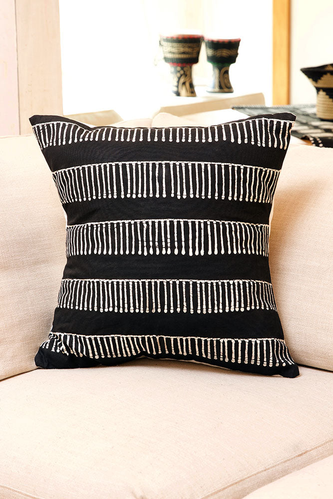 Zambian Hand Painted Tribal Comb Pillow Cover with Optional Insert