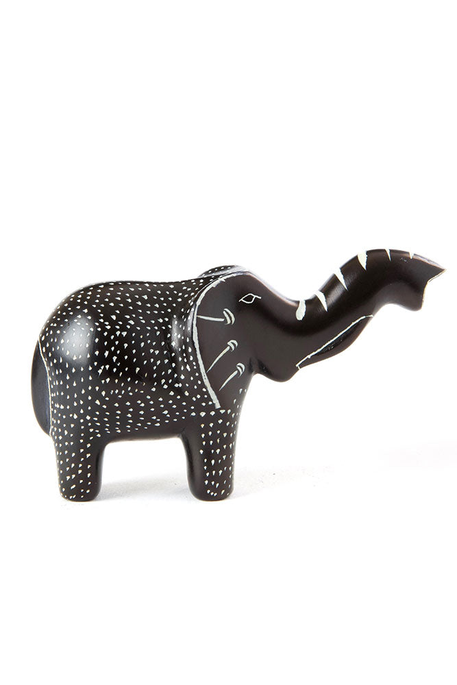 Small Black Polka Dot Soapstone Elephant