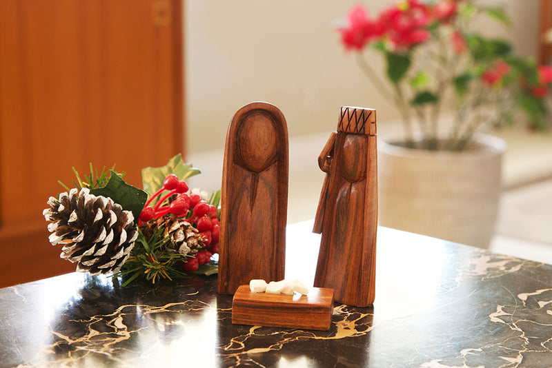 Small Three-Piece Mozambican Sandalwood Nativity