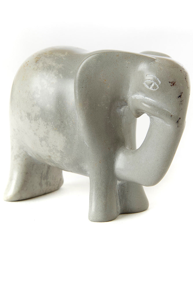 Dove Grey Soapstone Traveling Elephant