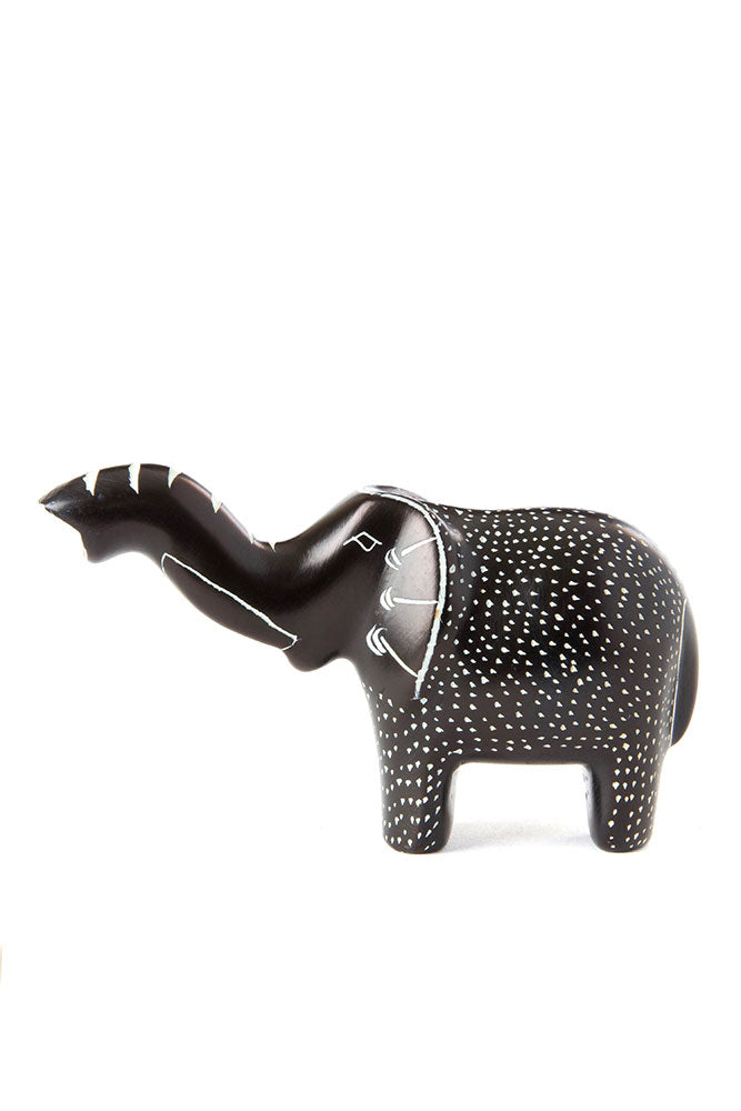 Small Black Polka Dot Soapstone Elephant