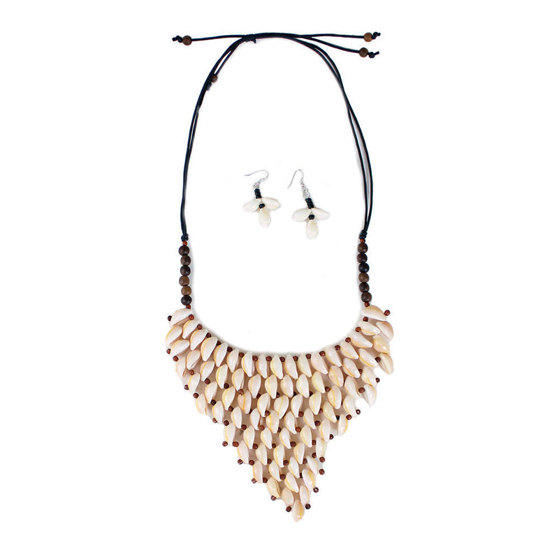 Cowrie Shell Necklace & Earrings Style-B