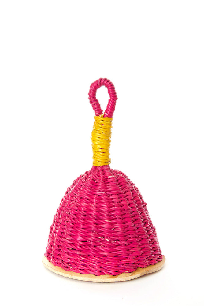 Pink and Yellow Woven Elephant Grass Rattles