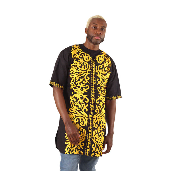 Black With Gold Embroidered Dashiki