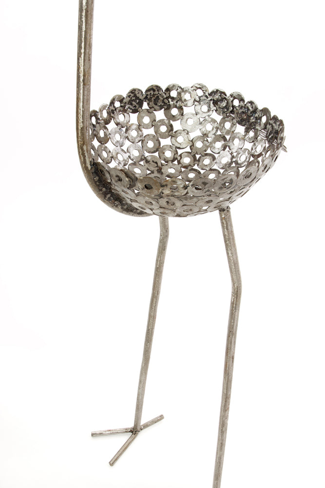 Tall Recycled Metal Ostrich Planters