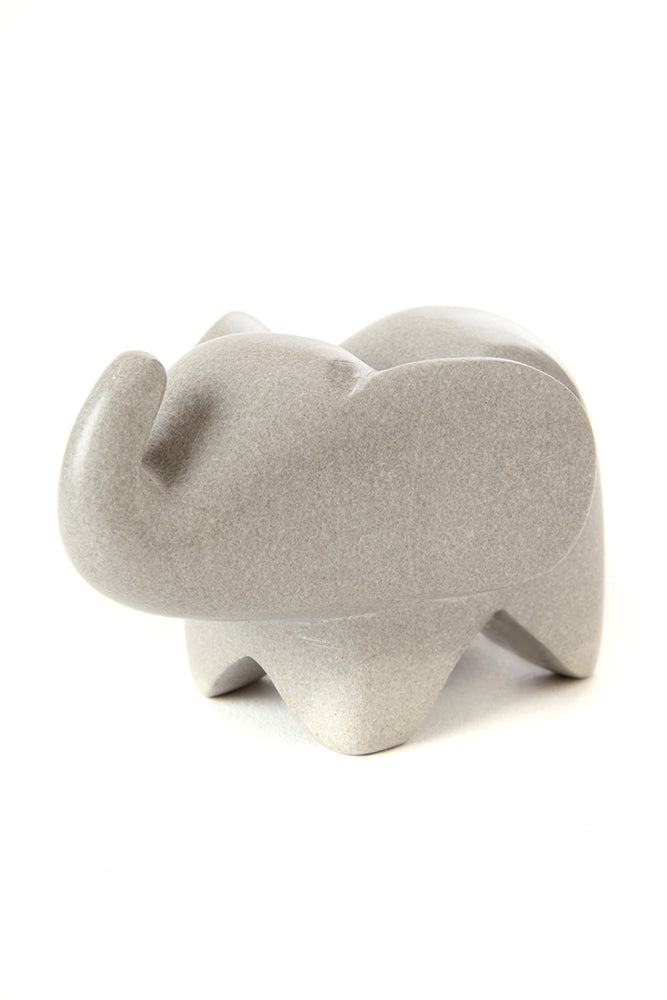 Small Dove Grey Soapstone Cherub Elephant