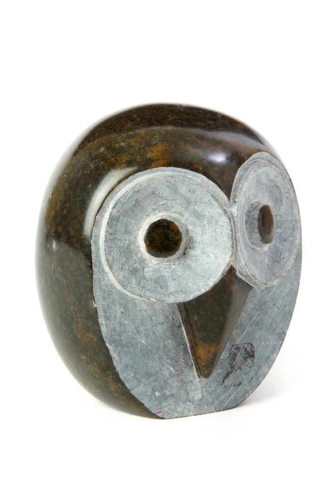 Small Shona Serpentine Stone Owl Sculpture