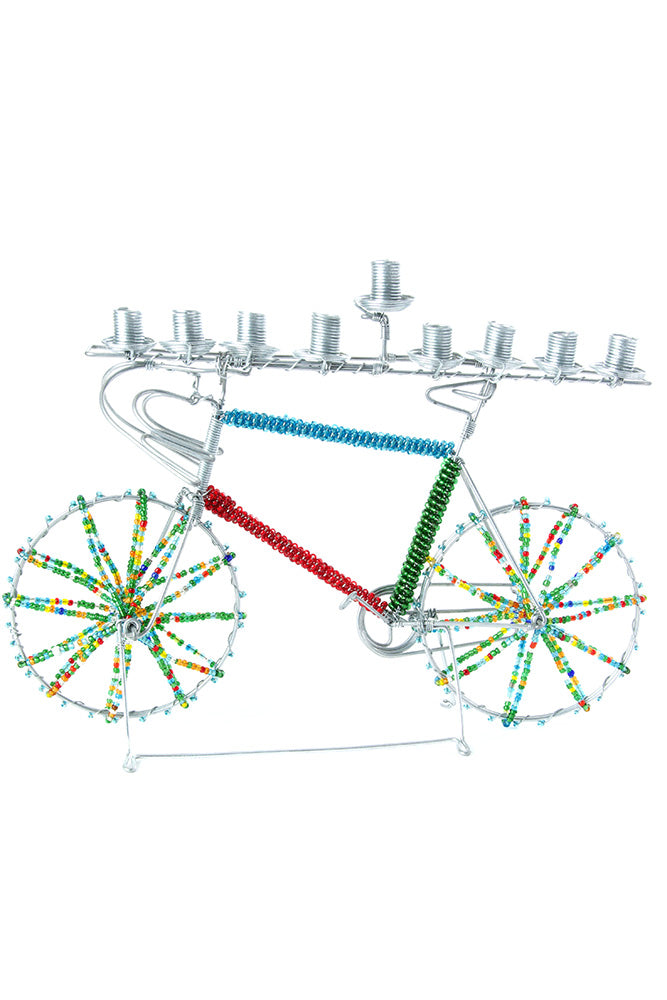 Beaded Bicycle Hanukkah Menorah