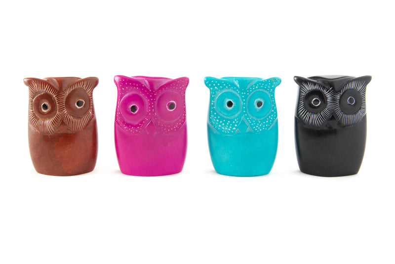 Set of Four Miniature Soapstone Wise Owls