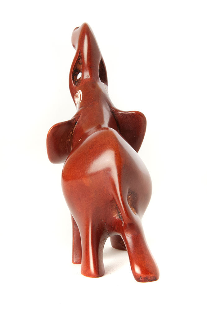 Small Brown Soapstone Trumpeting Elephant