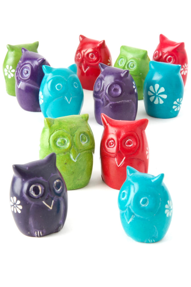 One Dozen Miniature Soapstone Owls