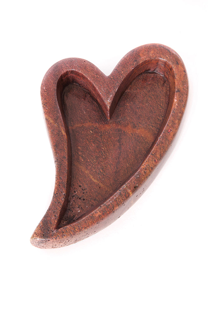 Hand Carved Shona Serpentine Stone Heart Dish