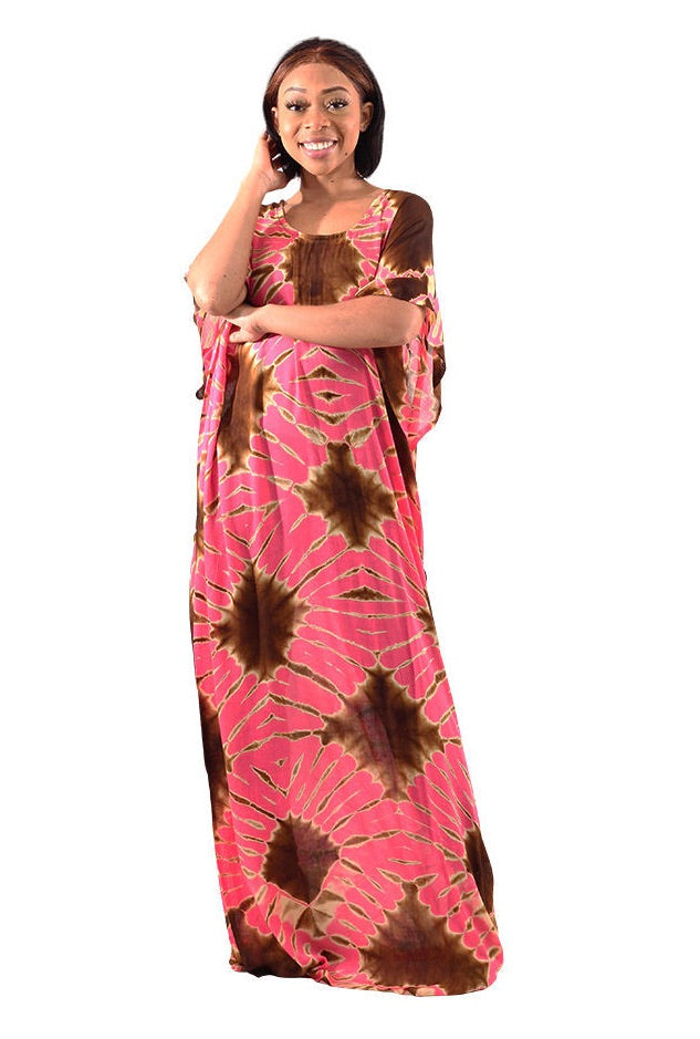 Pink Batik Tie-Die Kaftan