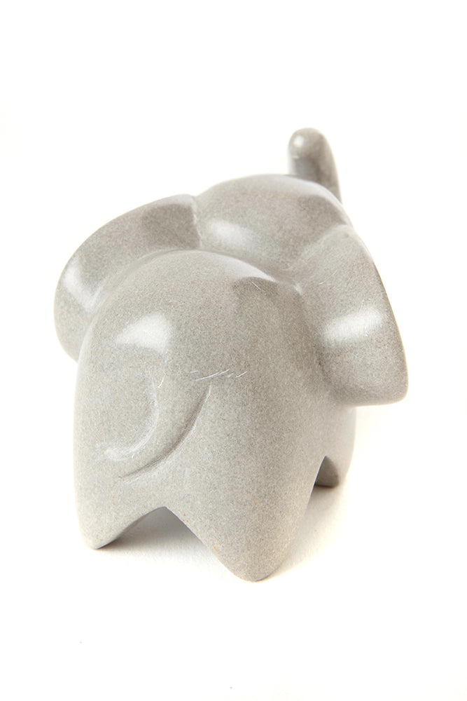 Small Dove Grey Soapstone Cherub Elephant