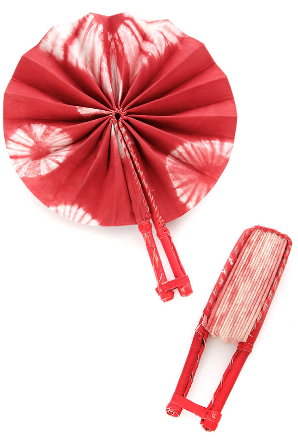 Red Resist Dyed African Hand Fan