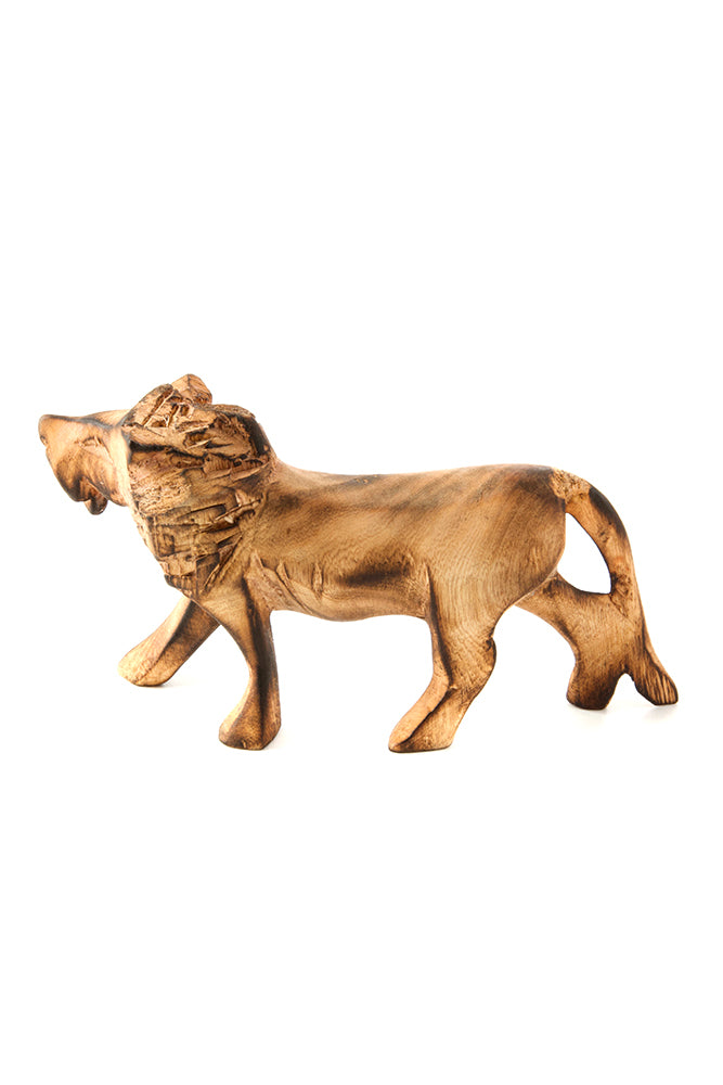 Kenyan Jacaranda Wood Maned Lion Sculpture