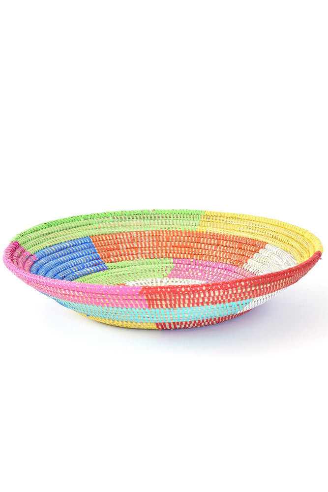 16" Multicolor Block Pattern Grain Basket