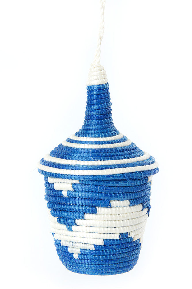 Blue and Natural Rwandan Giving Basket Ornament