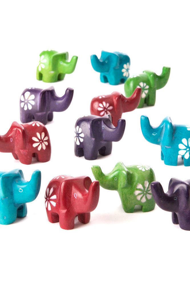 Rainbows & Flowers Dozen Miniature Elephants