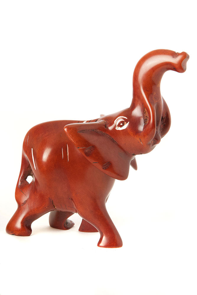 Large Brown Soapstone Trumpeting Elephant