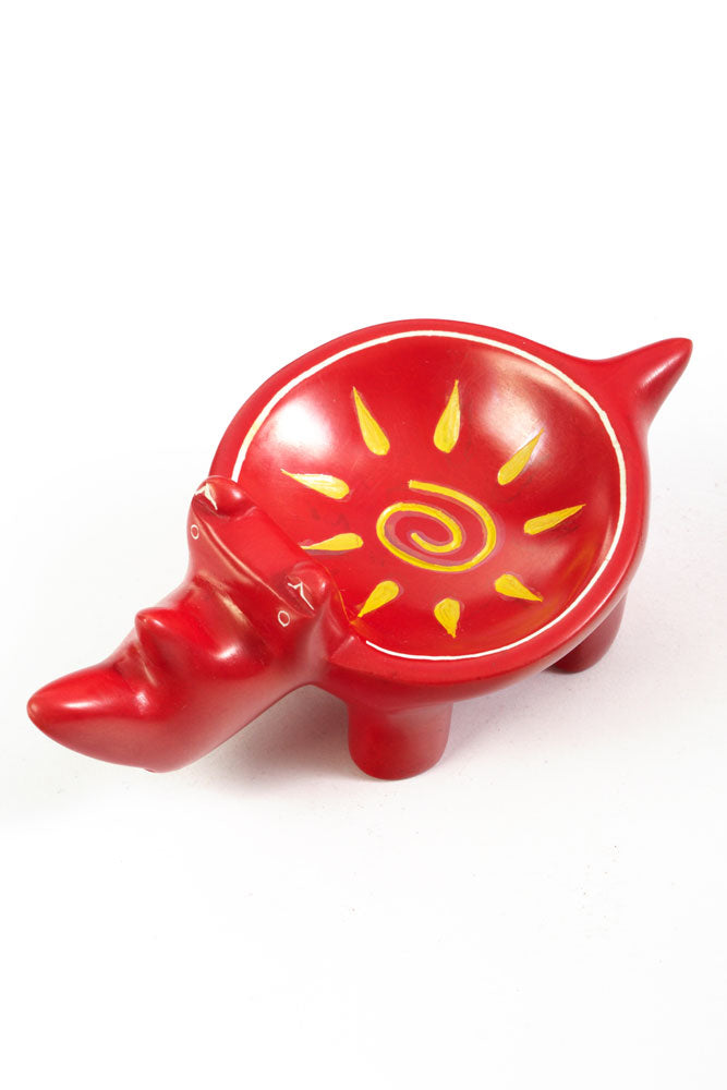 Crimson Sunshine Soapstone Rhino Dish