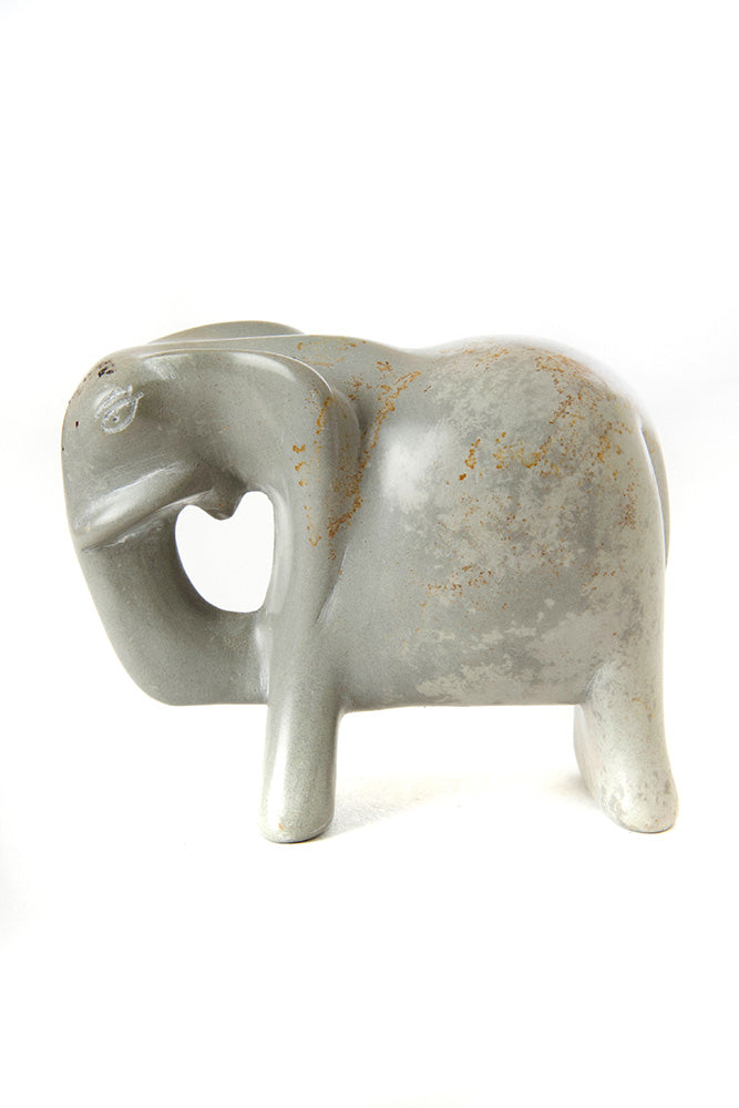 Dove Grey Soapstone Traveling Elephant