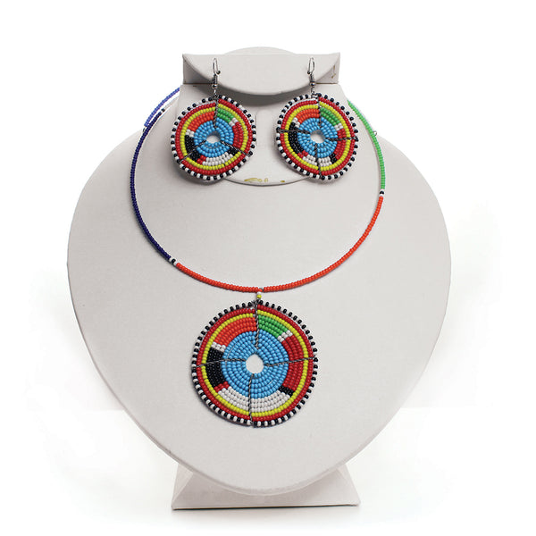 Maasai Bead Circle Choker & Earrings