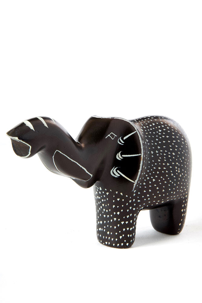 Small Black Polka Dot Soapstone Elephant