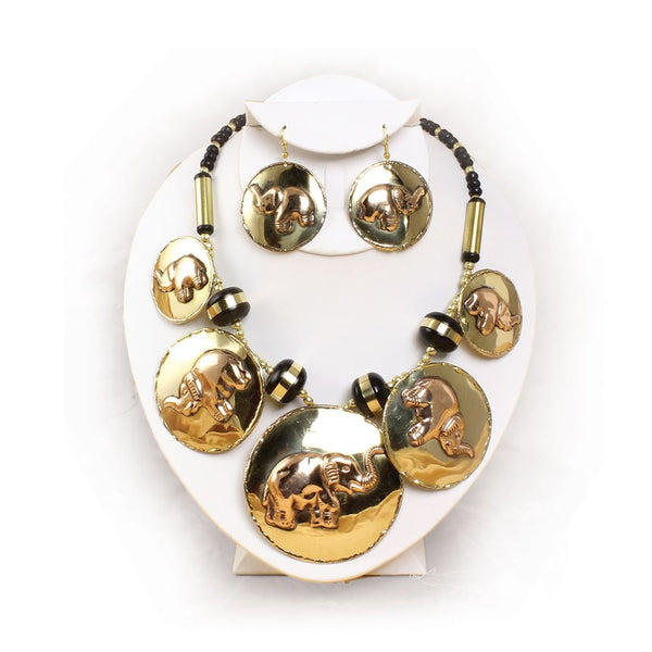 Brass & Copper Elephant Jewellery Set