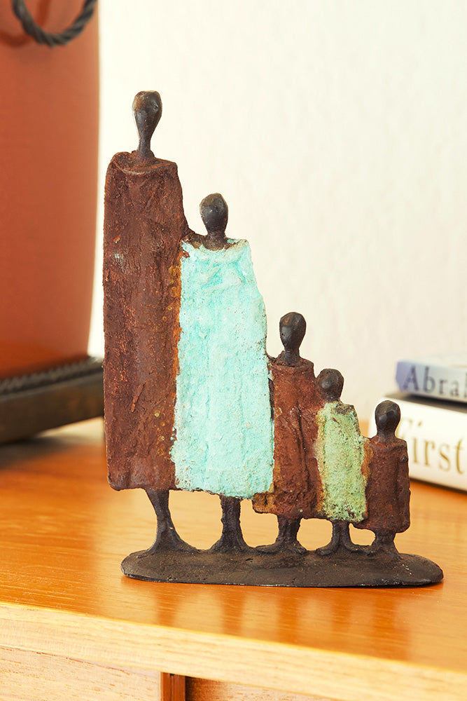 Burkina Bronze Nomad Family of Five Sculpture