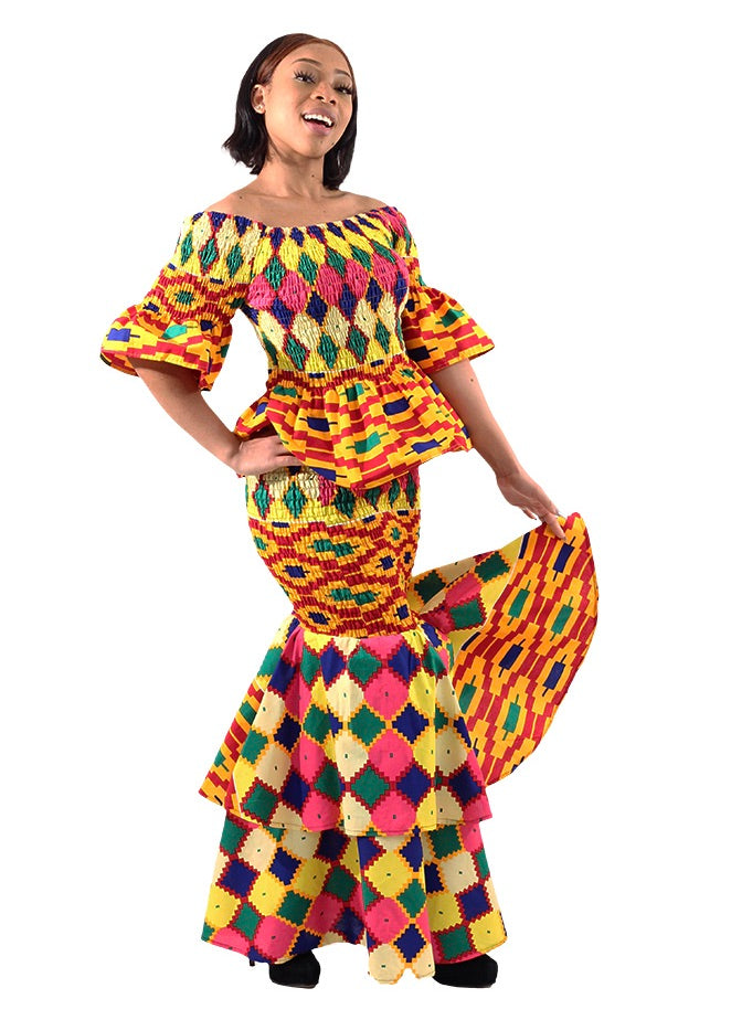 Kente 2-Piece Elastic Skirt Set