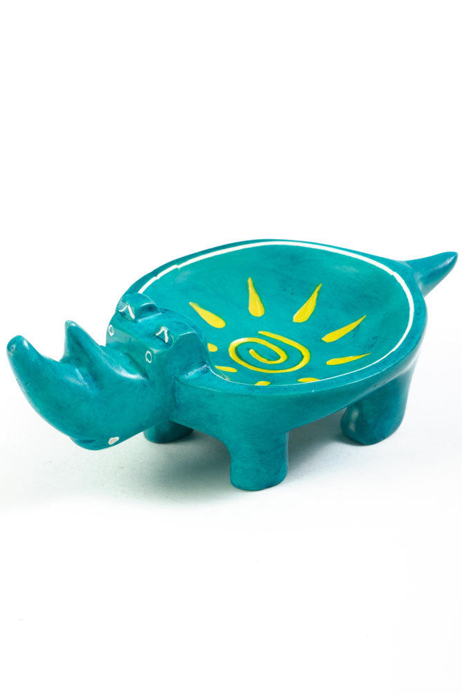 Aqua Sunshine Soapstone Rhino Dish